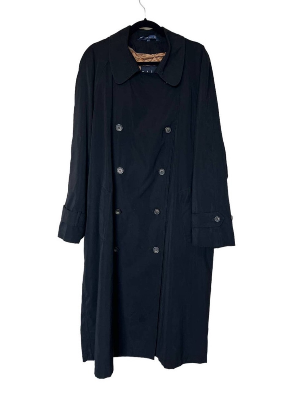 Ralph Lauren Trench Coat Black Brown Long Sleeve Double Breast Lined Rain Jacket